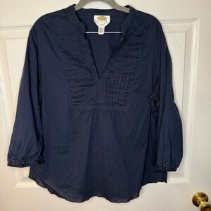 Talbots Petite Midnight Blue Blouse Size XL Petite GUC see photos for small spot